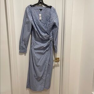 Ann Taylor Elegant Blue Striped Dress
